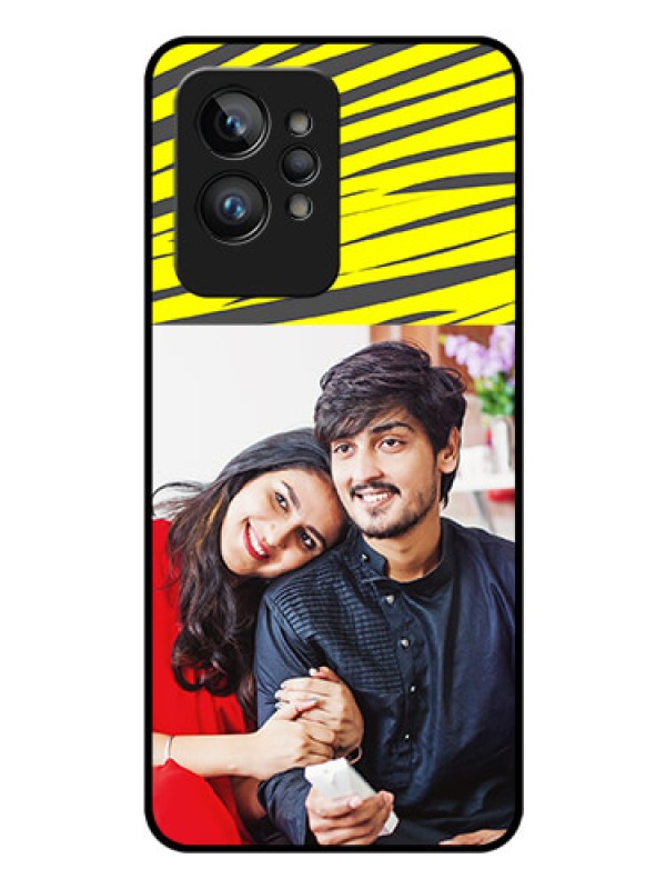 Custom Realme GT 2 Pro Photo Printing on Glass Case - Yellow Abstract Design