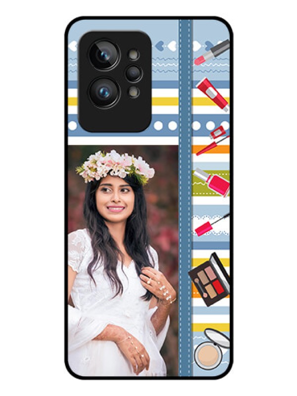 Custom Realme GT 2 Pro Personalized Glass Phone Case - Makeup Icons Design