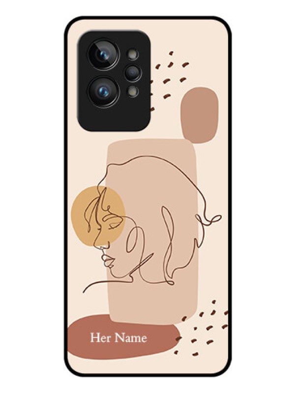 Custom Realme Gt 2 Pro 5G Photo Printing on Glass Case - Calm Woman line art Design