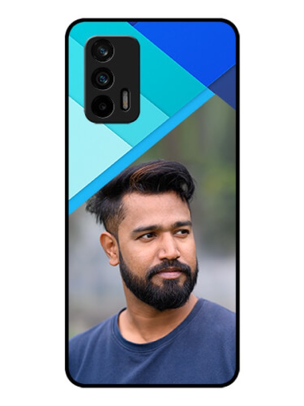 Custom Realme GT 5G Custom Glass Phone Case - Blue Pattern Design