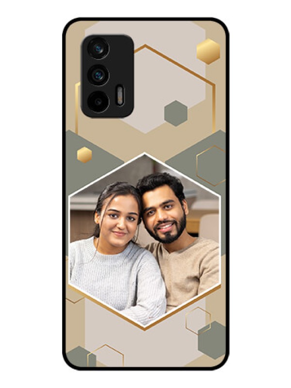 Custom Realme Gt 5G Photo Printing on Glass Case - Stylish Hexagon Pattern Design