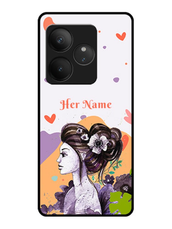 Custom Realme GT 6 Custom Glass Phone CaseWoman And Nature Design