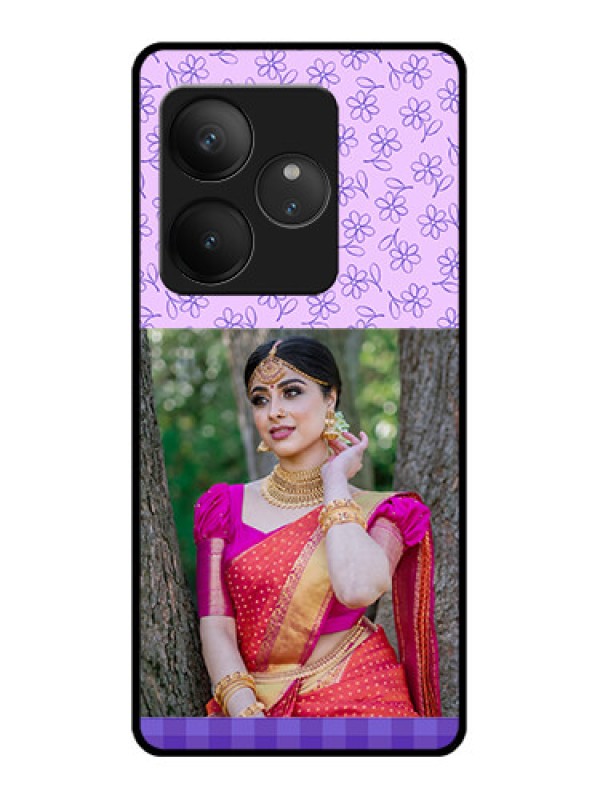 Custom Realme GT 6T 5G Custom Glass Phone CasePurple Floral Design