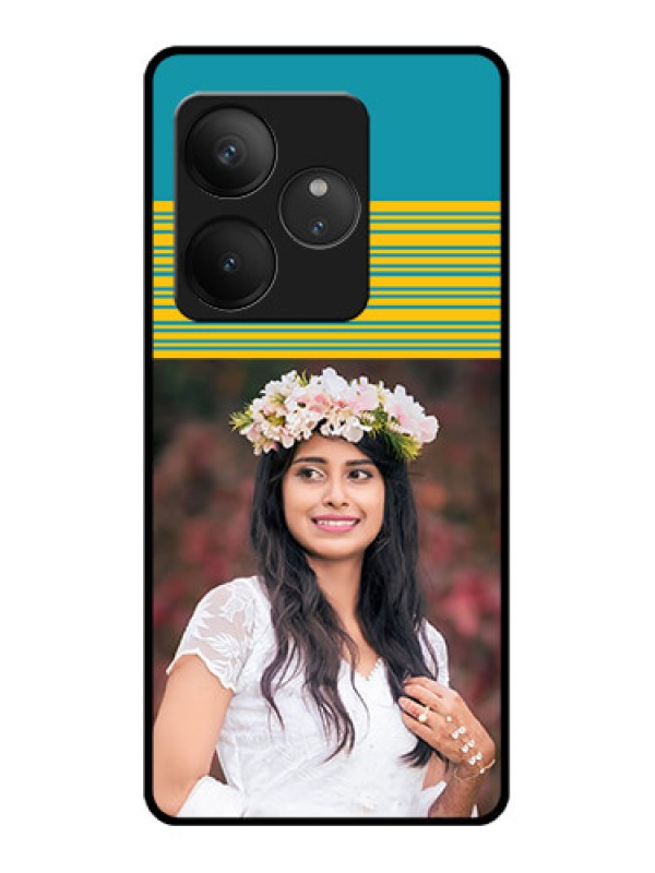 Custom Realme GT 6T 5G Custom Glass Phone CaseYellow and Blue Design