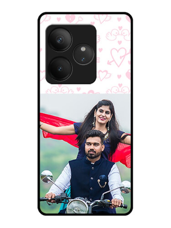 Custom Realme GT 6T 5G Custom Glass Phone CasePink Flying Heart Design