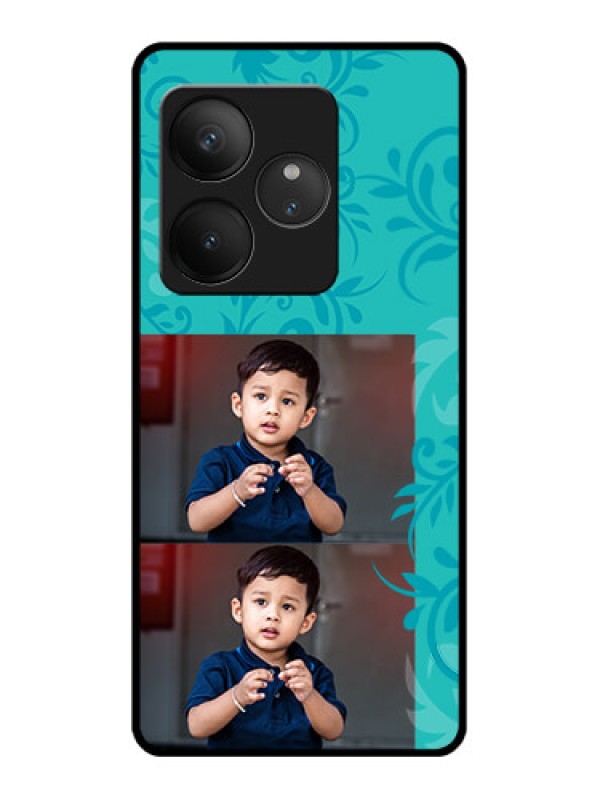 Custom Realme GT 6T 5G Custom Glass Phone CaseWith Photo And Green Floral Design