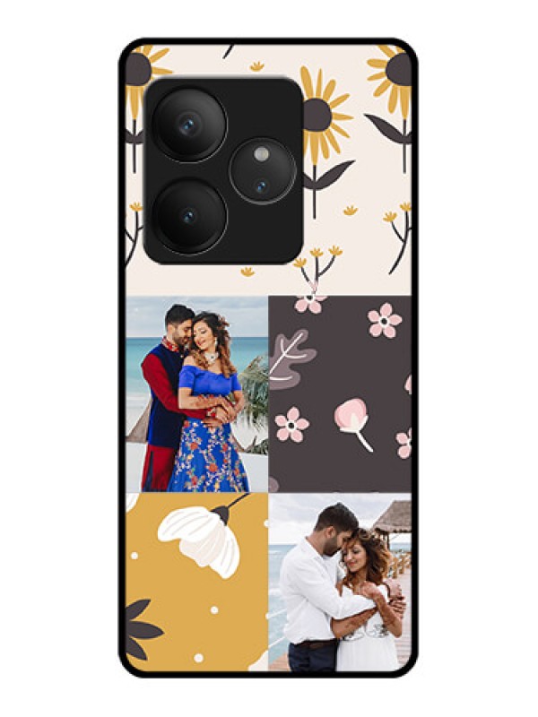 Custom Realme GT 6T 5G Custom Glass Phone Case3 Images With Floral Design