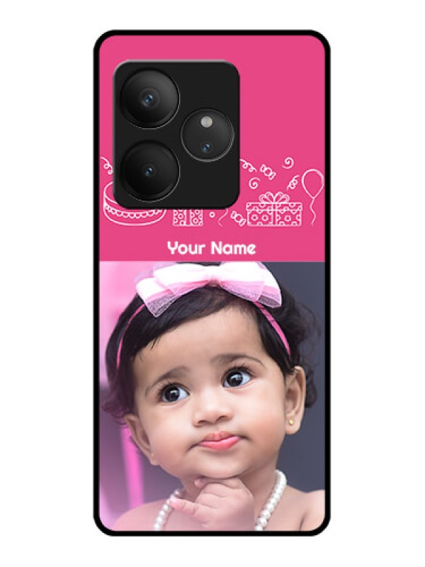 Custom Realme GT 6T 5G Custom Glass Phone CaseWith Birthday Line Art Design