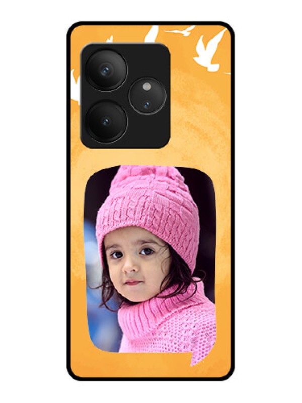 Custom Realme GT 6T 5G Custom Glass Phone CaseWater Color Design With Bird Icons