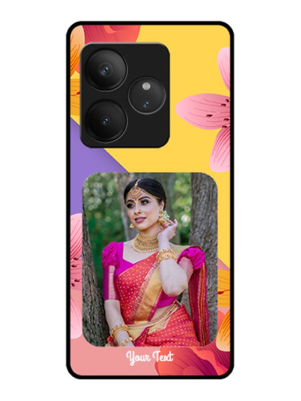 Custom Realme GT 6T 5G Custom Glass Phone Case3 Image With Vintage Floral Design