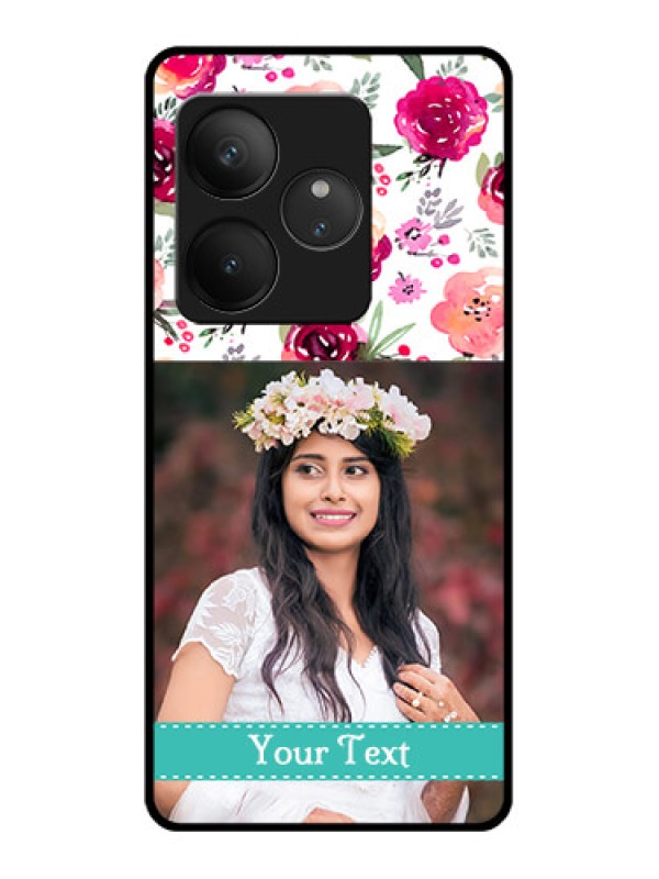 Custom Realme GT 6T 5G Custom Glass Phone CaseWater Colors Floral Design