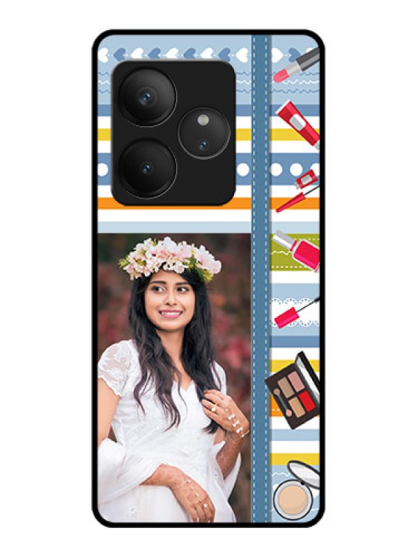 Custom Realme GT 6T 5G Custom Glass Phone CaseMakeup Icons Design