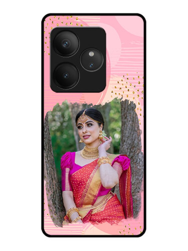 Custom Realme GT 6T 5G Custom Glass Phone CaseGold Glitter Splash Design