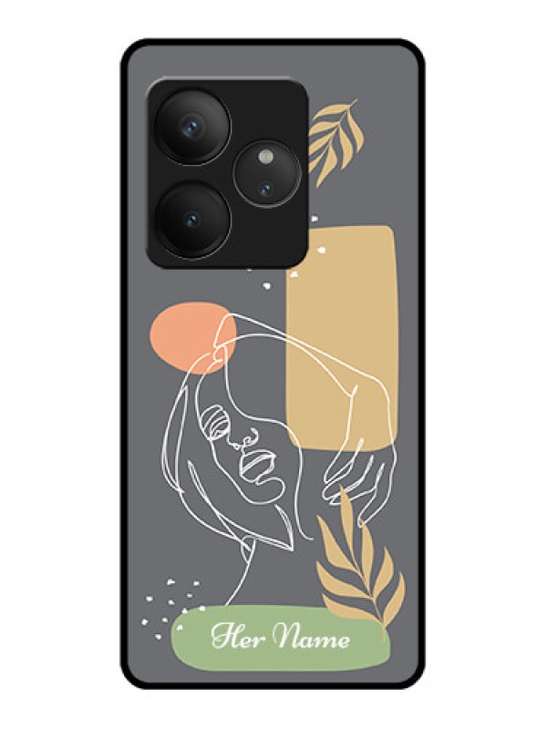 Custom Realme GT 6T 5G Custom Glass Phone CaseGazing Woman Line Art Design