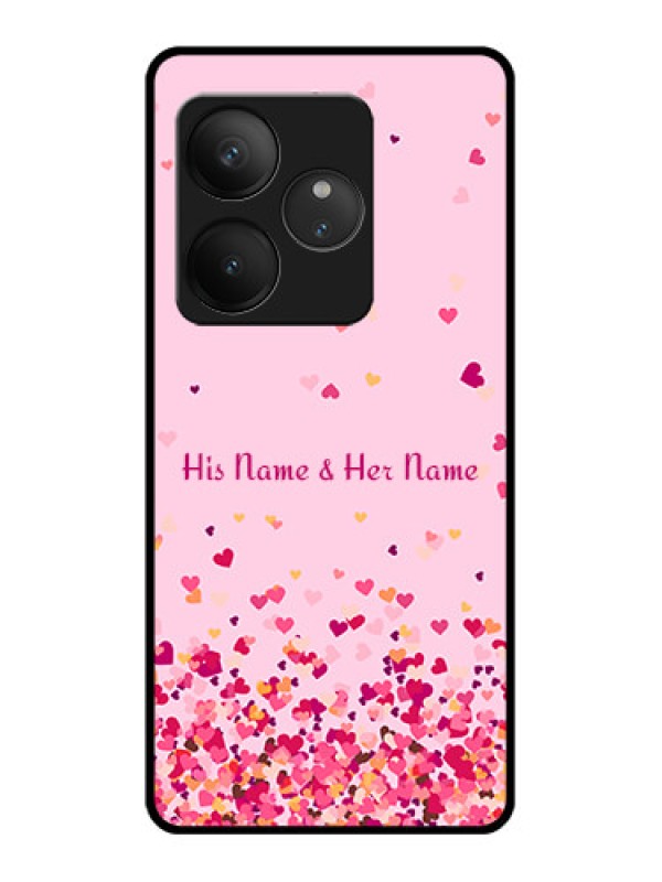 Custom Realme GT 6T 5G Custom Glass Phone CaseFloating Hearts Design
