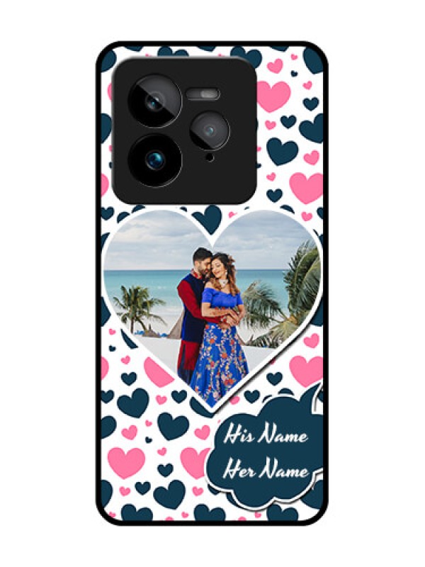Custom Realme GT 7 Pro Custom Glass Phone Case - Pink and Blue Heart Design