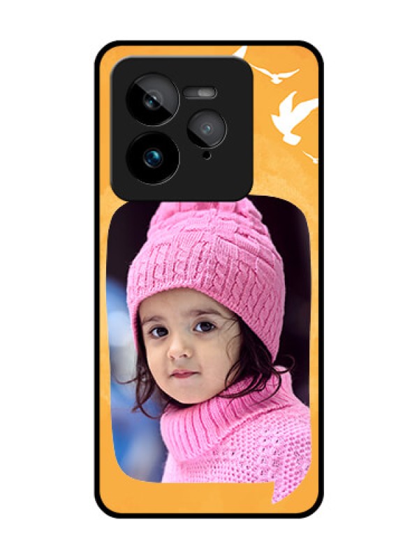 Custom Realme GT 7 Pro Custom Glass Phone Case - Water Color Design With Bird Icons