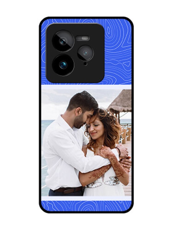 Custom Realme GT 7 Pro Custom Glass Phone Case - Curved Line Art With Blue And White Design