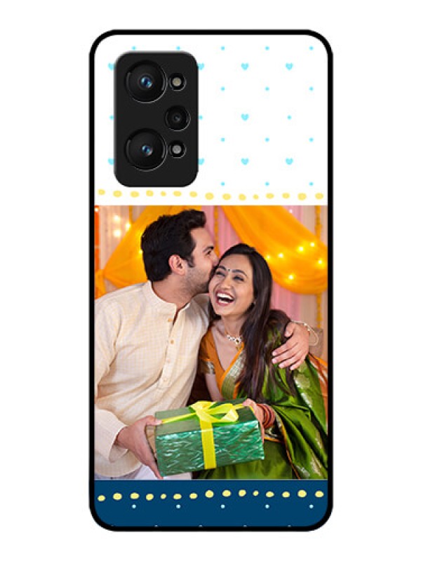 Custom realme GT Neo 2 5G Personalized Glass Phone Case - White and Blue Abstract Design