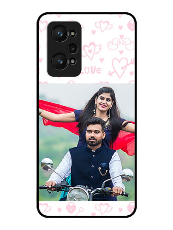 Custom realme GT Neo 2 5G Custom Glass Mobile Case - Pink Flying Heart Design
