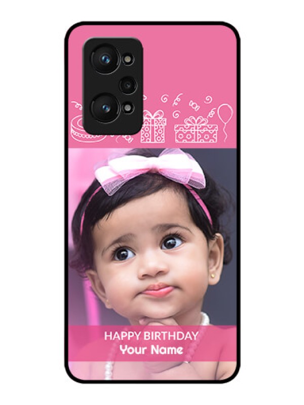 Custom realme GT Neo 2 5G Photo Printing on Glass Case - with Birthday Line Art Design
