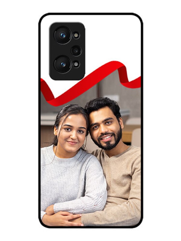 Custom realme GT Neo 2 5G Photo Printing on Glass Case - Red Ribbon Frame Design