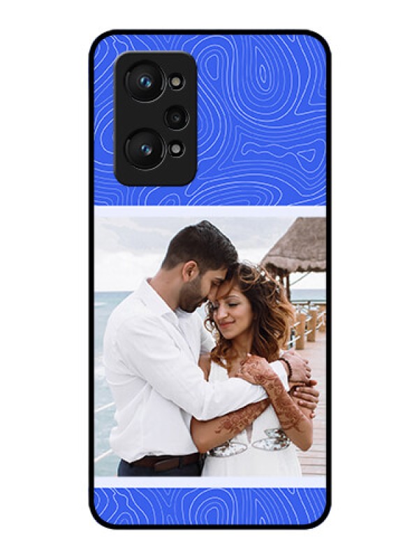 Custom Realme Gt Neo 2 5G Custom Glass Mobile Case - Curved line art with blue and white Design