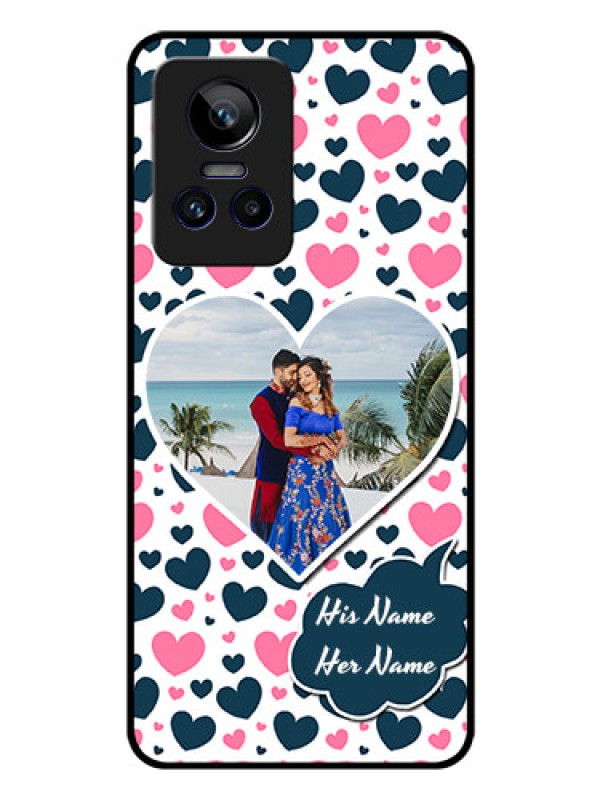 Custom Realme GT Neo 3 150W Custom Glass Phone Case - Pink & Blue Heart Design