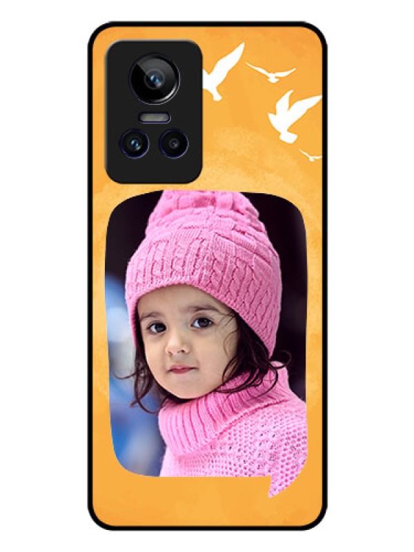 Custom Realme GT Neo 3 150W Personalized Glass Phone Case - Water Color Design with Bird Icons