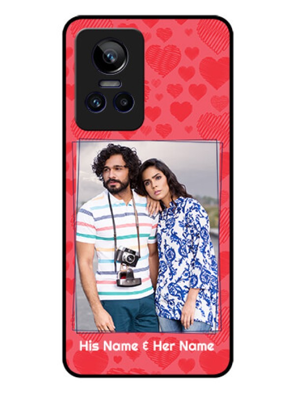 Custom Realme GT Neo 3 150W Photo Printing on Glass Case - with Red Heart Symbols Design