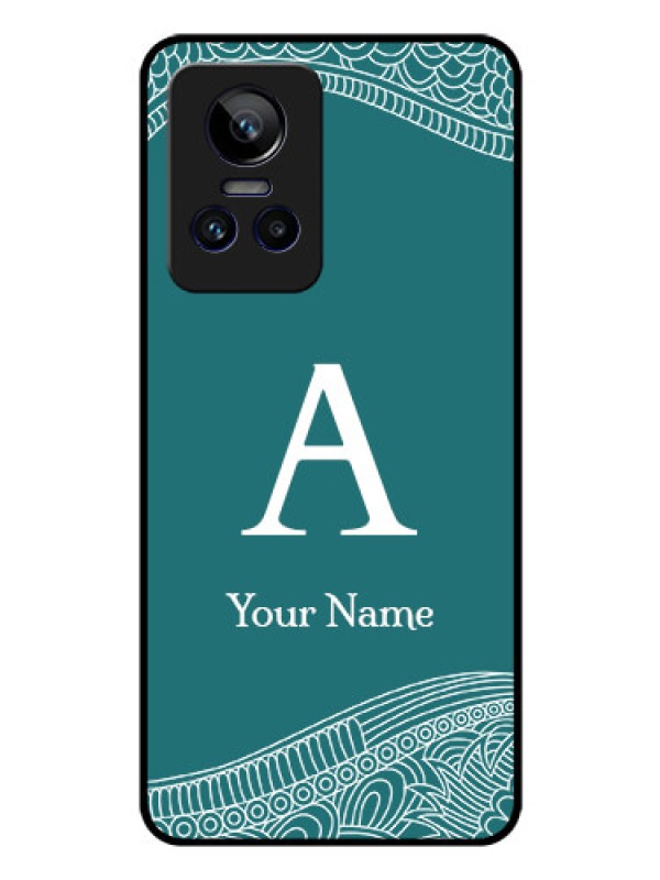 Custom Realme Gt Neo 3 150W Personalized Glass Phone Case - line art pattern with custom name Design