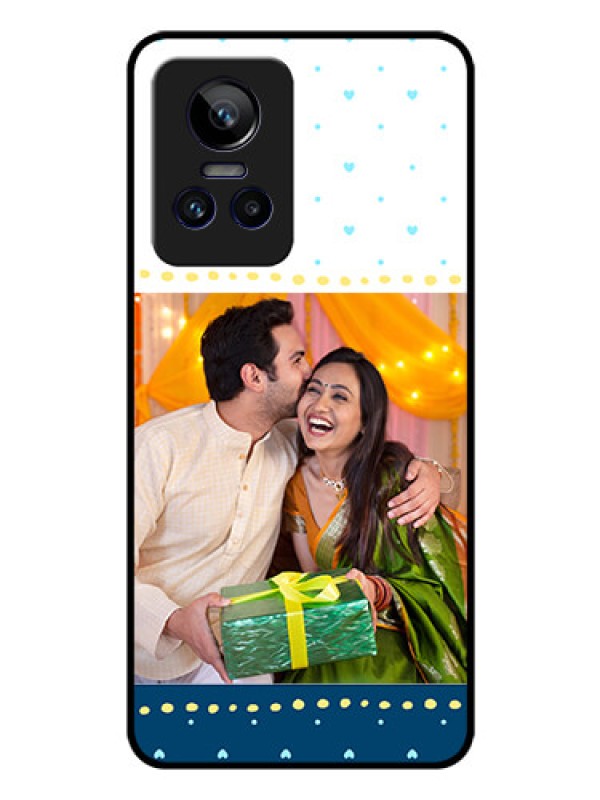 Custom Realme GT Neo 3 5G Personalized Glass Phone Case - White and Blue Abstract Design