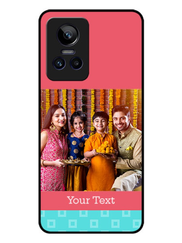 Custom Realme GT Neo 3 5G Personalized Glass Phone Case - Peach & Blue Color Design
