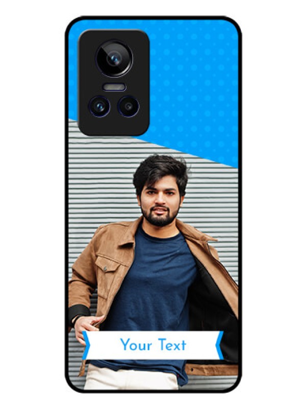 Custom Realme GT Neo 3 5G Photo Printing on Glass Case - Simple Blue Color Design