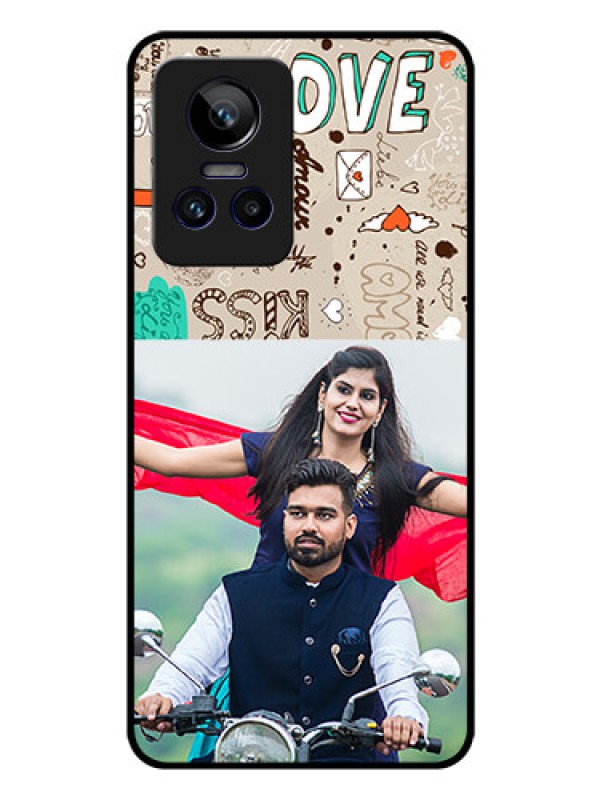 Custom Realme GT Neo 3 5G Custom Glass Phone Case - Love Doodle Pattern
