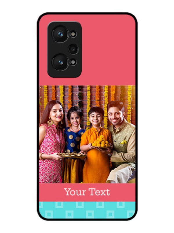 Custom Realme GT Neo 3T Personalized Glass Phone Case - Peach & Blue Color Design