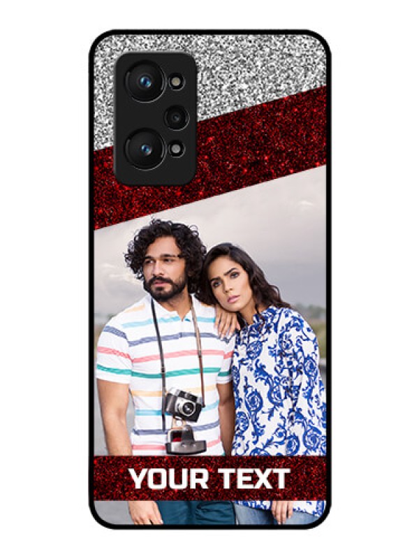Custom Realme GT Neo 3T Personalized Glass Phone Case - Image Holder with Glitter Strip Design