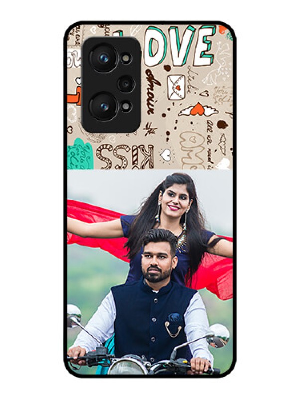 Custom Realme GT Neo 3T Custom Glass Phone Case - Love Doodle Pattern