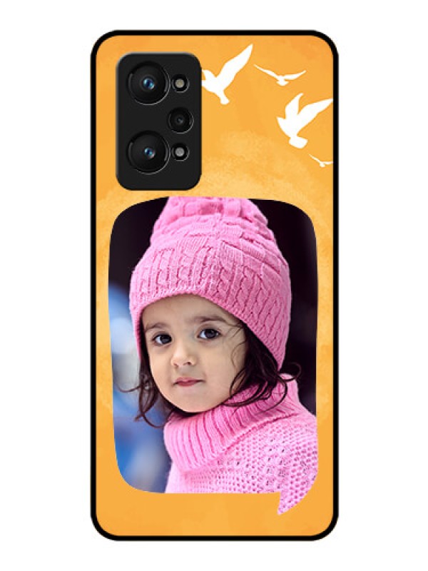 Custom Realme GT Neo 3T Personalized Glass Phone Case - Water Color Design with Bird Icons