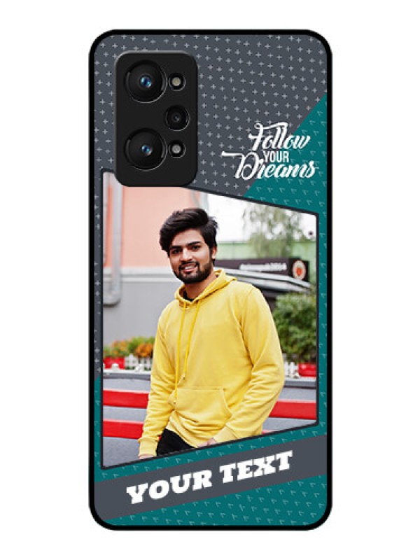 Custom Realme GT Neo 3T Personalized Glass Phone Case - Background Pattern Design with Quote