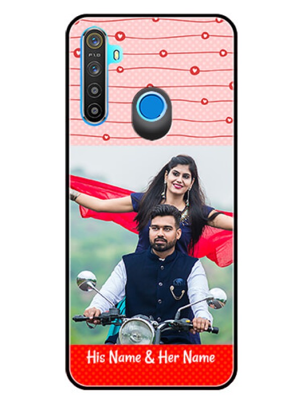 Custom Realme Narzo 10 Personalized Glass Phone Case  - Red Pattern Case Design