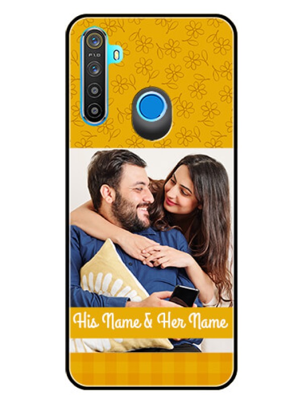 Custom Realme Narzo 10 Custom Glass Mobile Case  - Yellow Floral Design