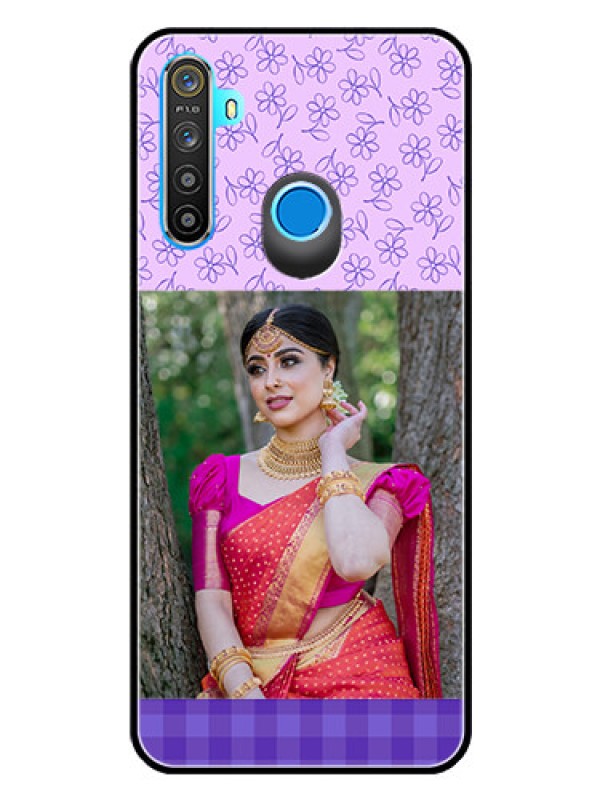 Custom Realme Narzo 10 Custom Glass Phone Case  - Purple Floral Design