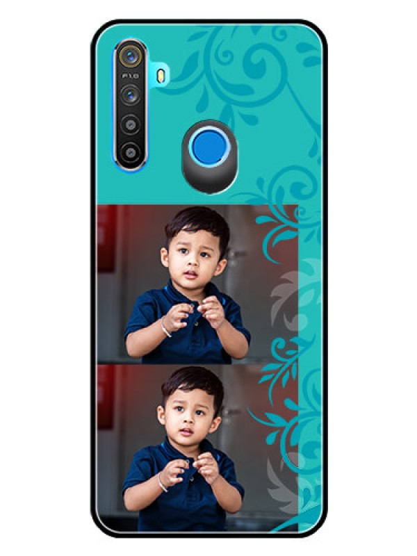 Custom Realme Narzo 10 Personalized Glass Phone Case  - with Photo and Green Floral Design 