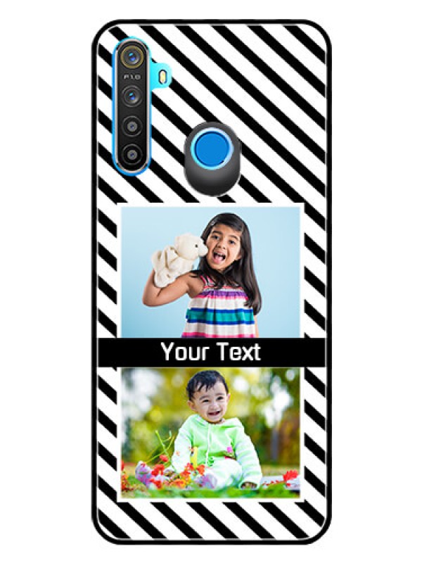 Custom Realme Narzo 10 Photo Printing on Glass Case  - Black And White Stripes Design
