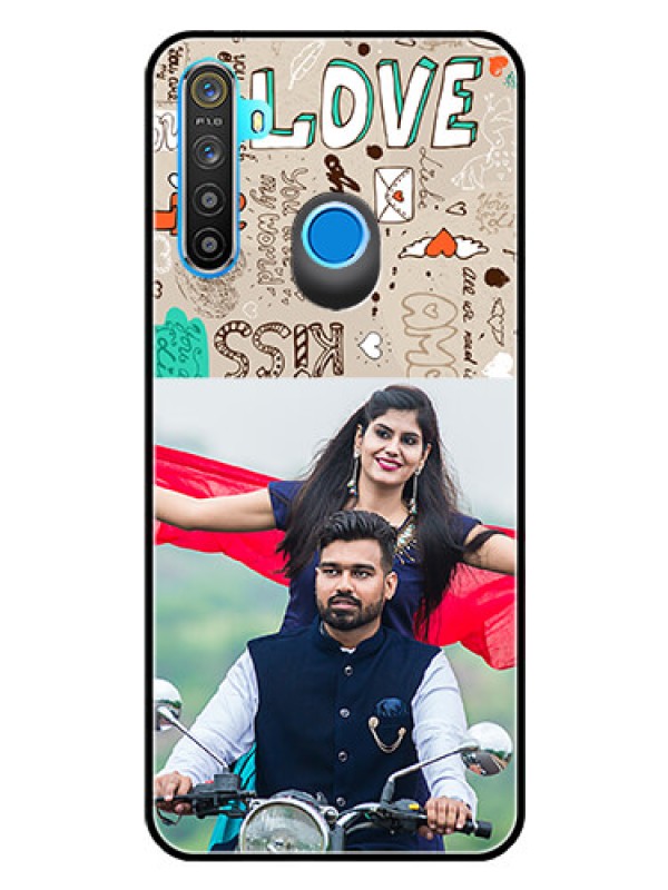 Custom Realme Narzo 10 Custom Glass Phone Case  - Love Doodle Pattern 