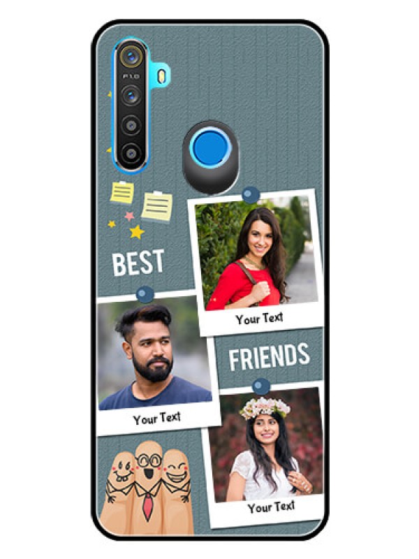Custom Realme Narzo 10 Personalized Glass Phone Case  - Sticky Frames and Friendship Design