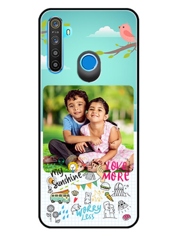 Custom Realme Narzo 10 Photo Printing on Glass Case  - Doodle love Design