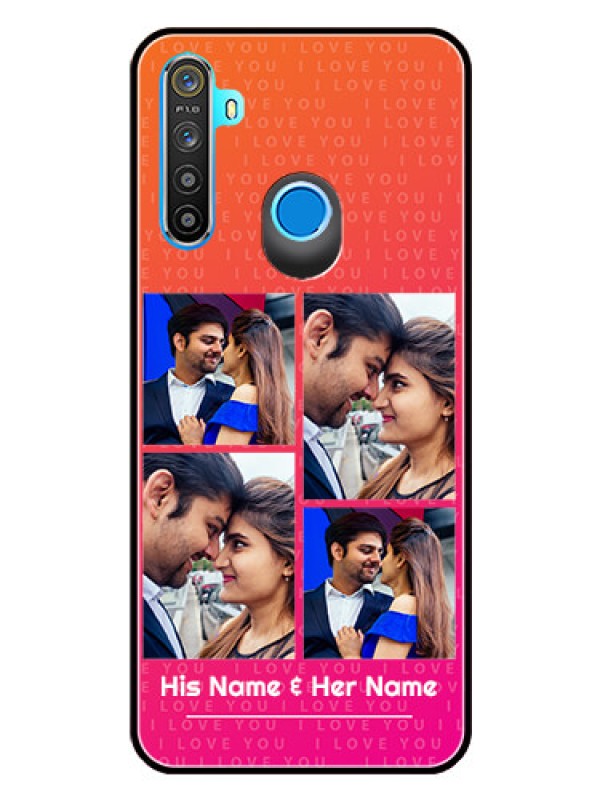 Custom Realme Narzo 10 Custom Glass Phone Case  - I Love You Pink Design