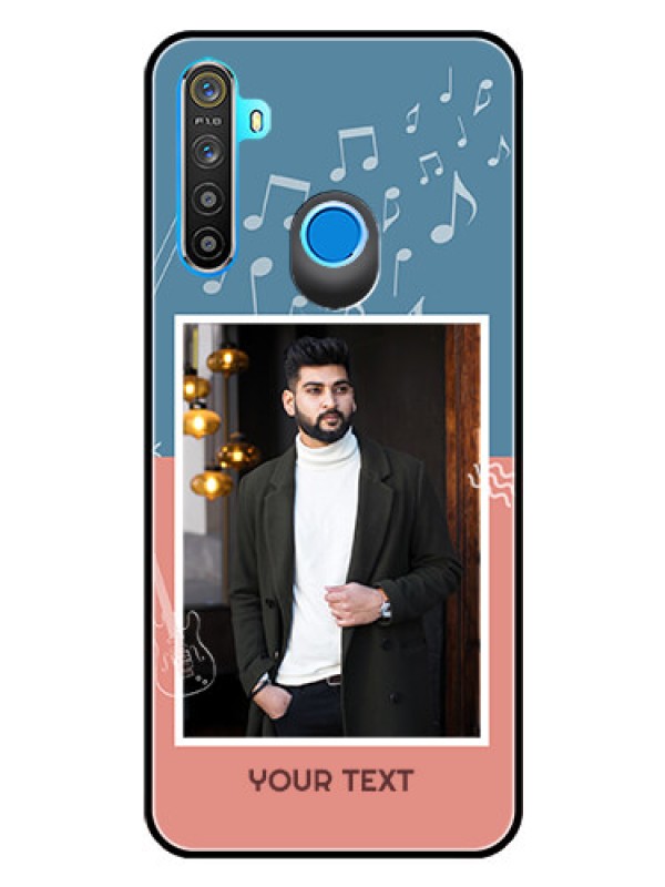 Custom Realme Narzo 10 Photo Printing on Glass Case  - with Color Musical Note Design